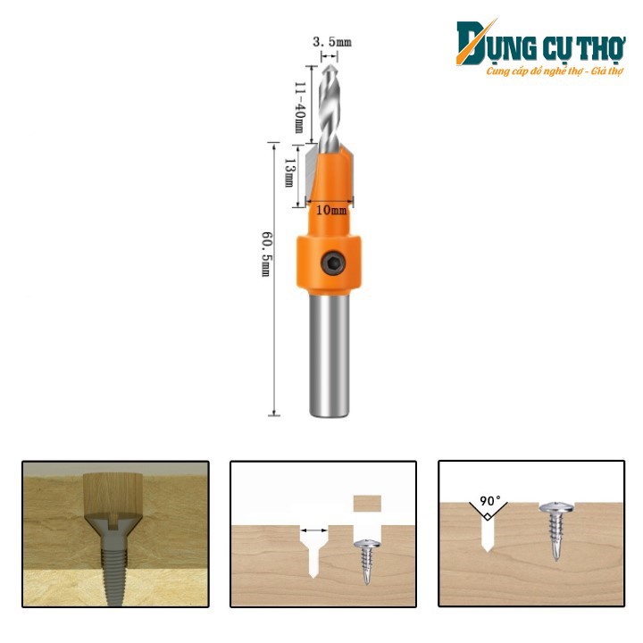 Mũi khoan âm vít gỗ cao cấp - Mũi khoan 2 tầng âm đầu vít tặng lục lăng