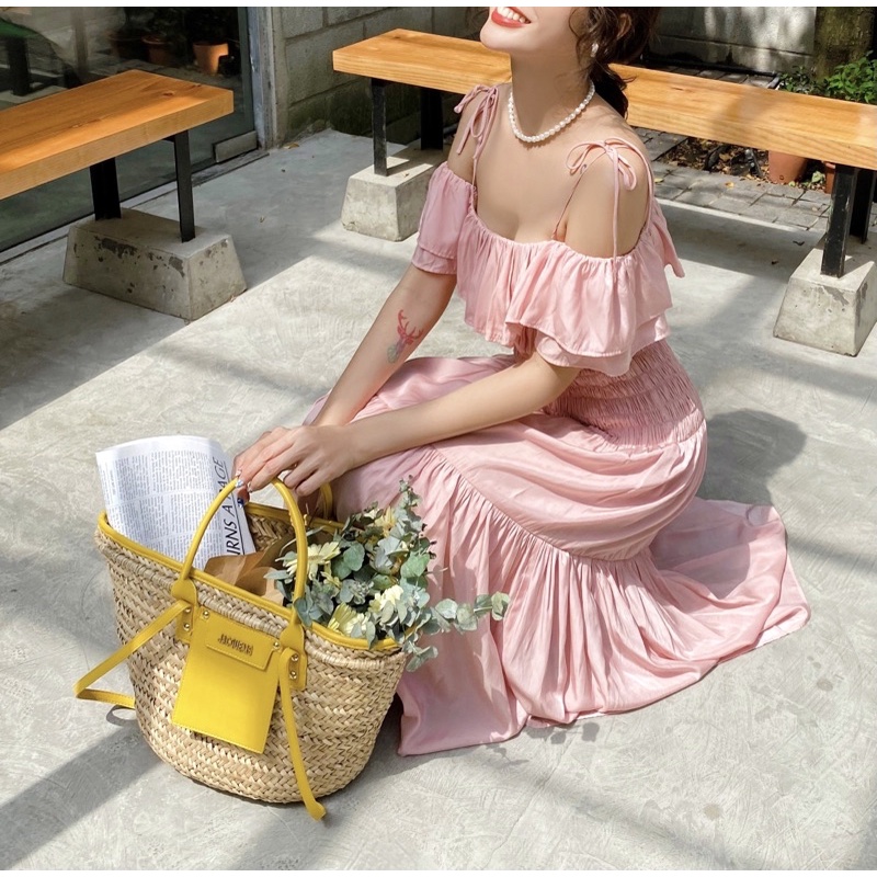 đầm maxi bẹt vai
