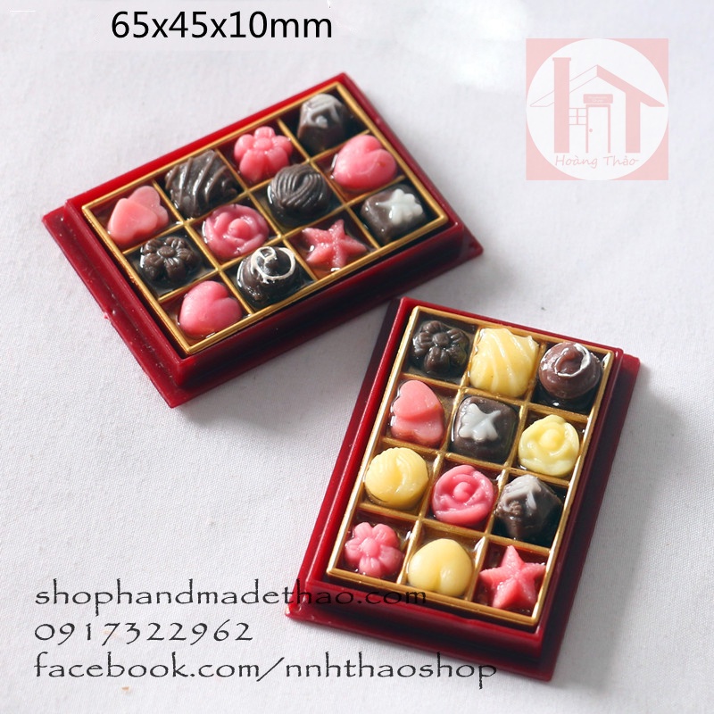Miniature trang trí mô hình, dollhouse_Hộp kẹo socola / Bánh trung thu (tỷ lệ 1:6)