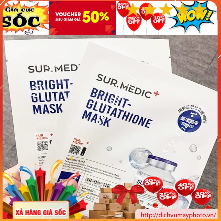 Mặt Nạ Dưỡng Trắng Da Glutathione SurMedic - 1 Miếng giúp Da Thẩm Thấu Nhanh Hết Dầu Nhờn