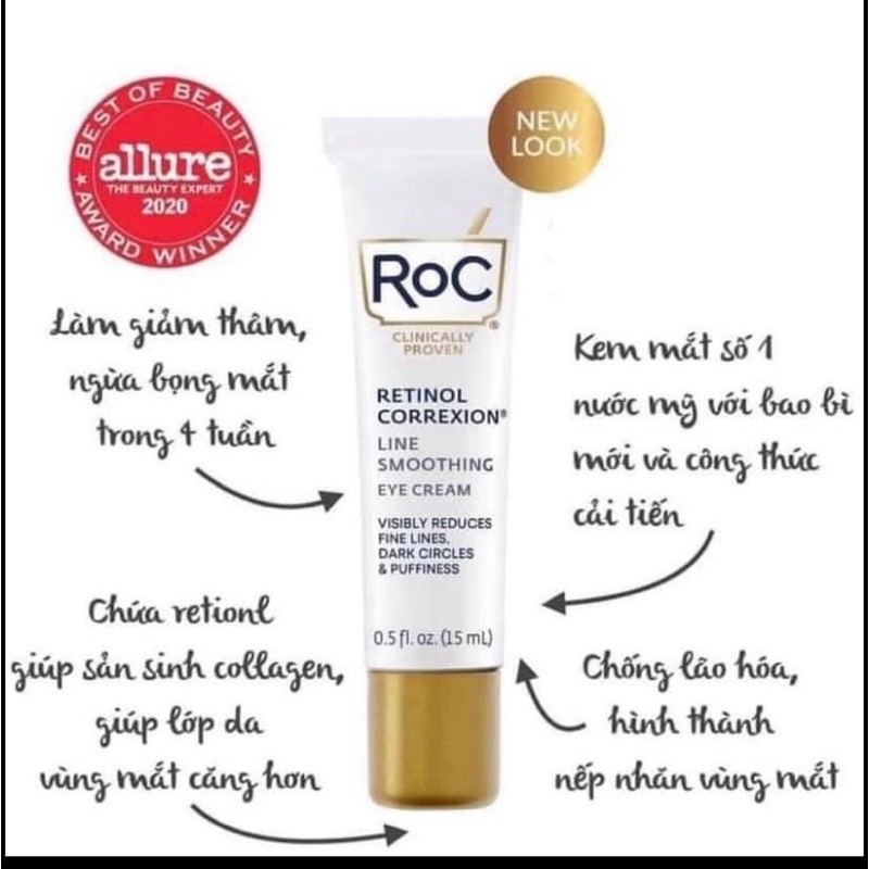 [BILL MỸ] KEM DƯỠNG MẮT ROC RETINOL CORREXTION EYE CREAM | BigBuy360 - bigbuy360.vn