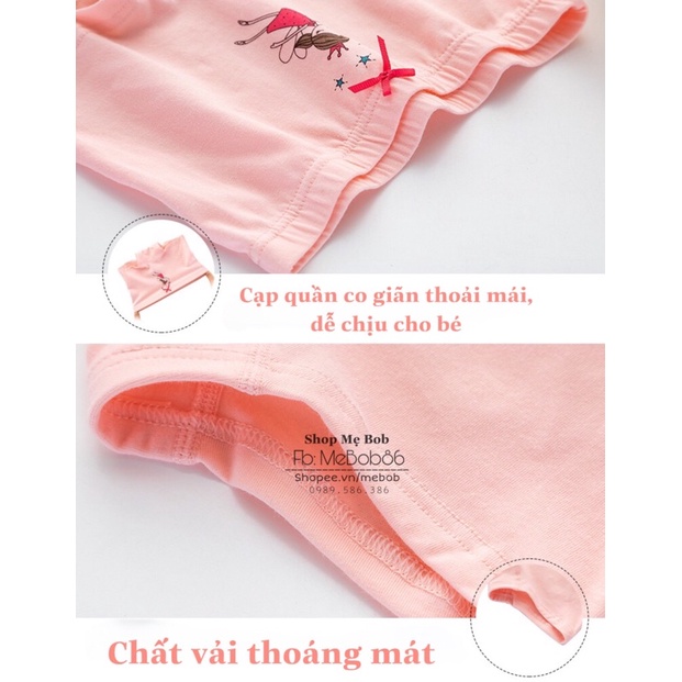 [SET 3 CHIẾC] Quần chip bé gái / Quần lót đùi trẻ em cotton cao cấp mềm mại thoáng mát [Shop mẹ Bob 86]