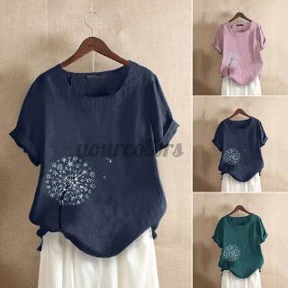 Áo Kiểu Tay Ngắn Cổ Tròn Thiết Kế Dáng Rộng Che Khuyết Điểm