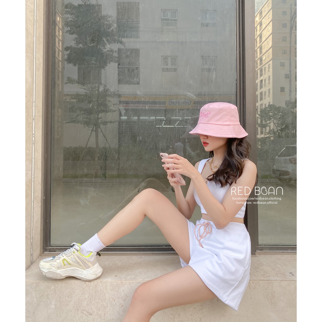 Nón bucket hat màu pastel - RED BEAN