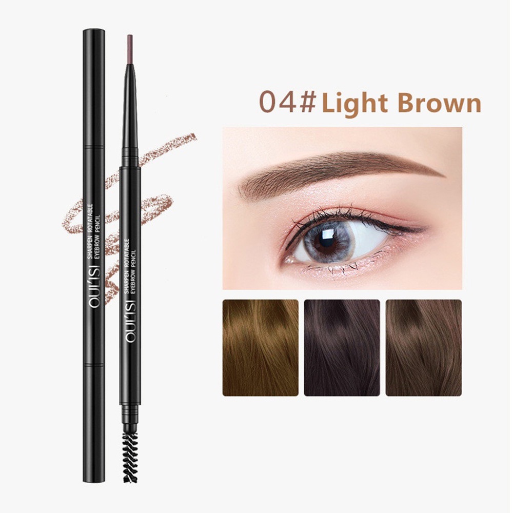 Bút Chì Kẻ Lông Mày Màu Đen / Nâu Lâu Trôi Chống Thấm Nước Tự Nhiên Thân Thiện Với Da Có Cọ Trang Điểm Hiệu OULISI