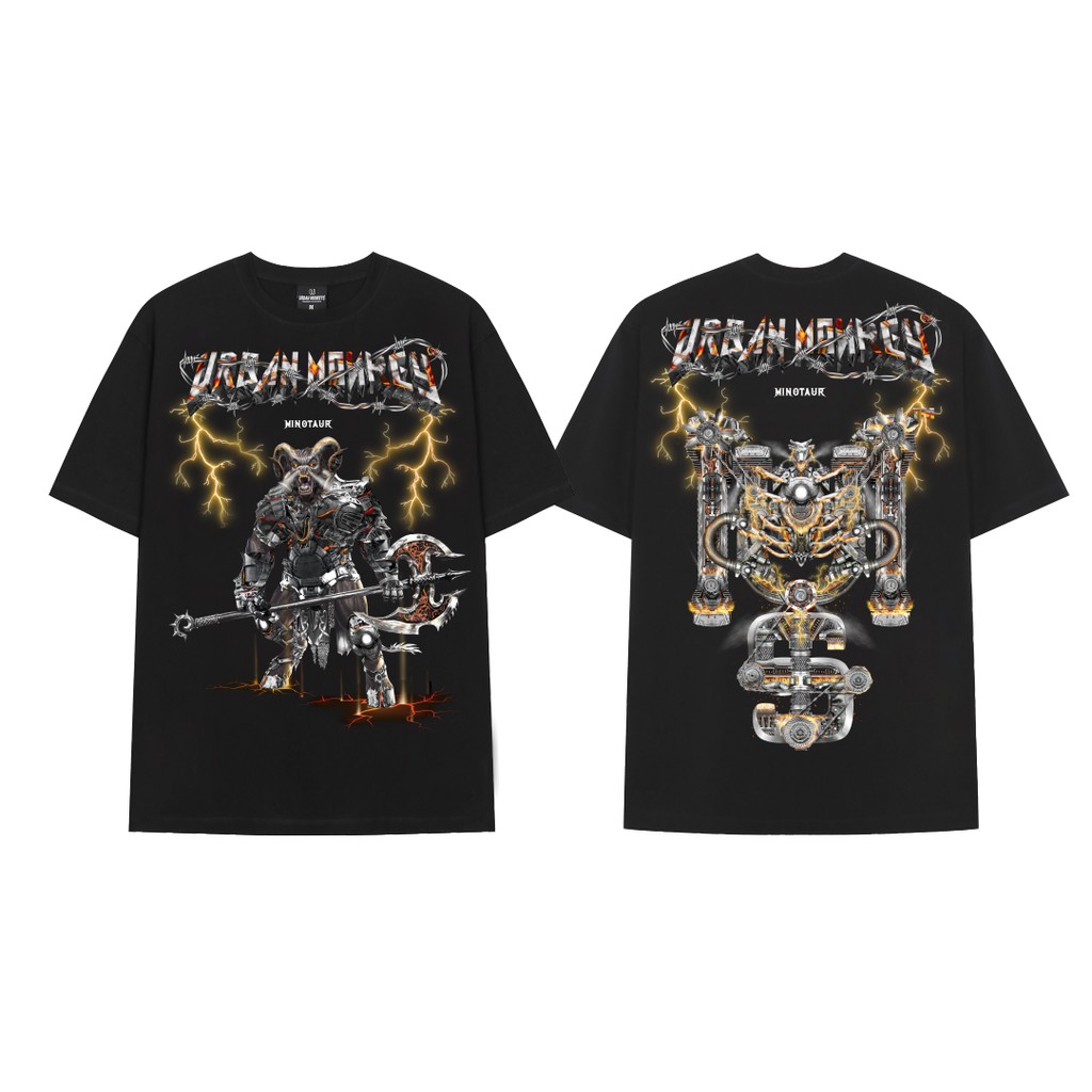 Áo Thun URBAN MONKEY YEAR OF MINOTUAR Đen Chất Liệu Cotton Hai Chiều