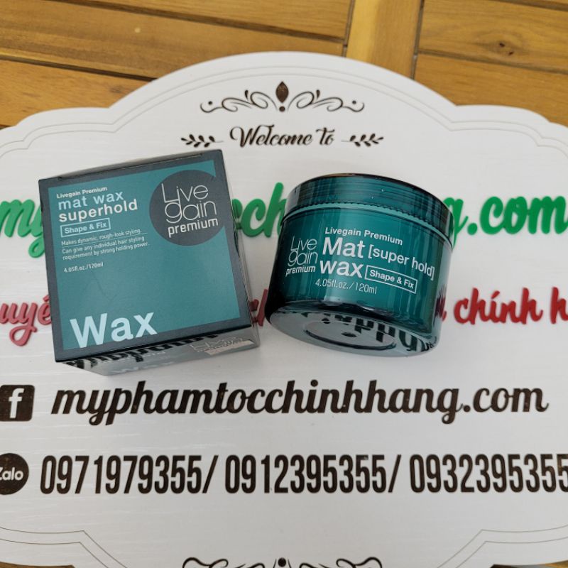 SÁP VUỐT TÓC TẠO KIỂU CỨNG, MÒ WAX LIVEGAIN PREMIUM MAT WAX SUPER HOLD SHAPE &amp; FIX 120ML120