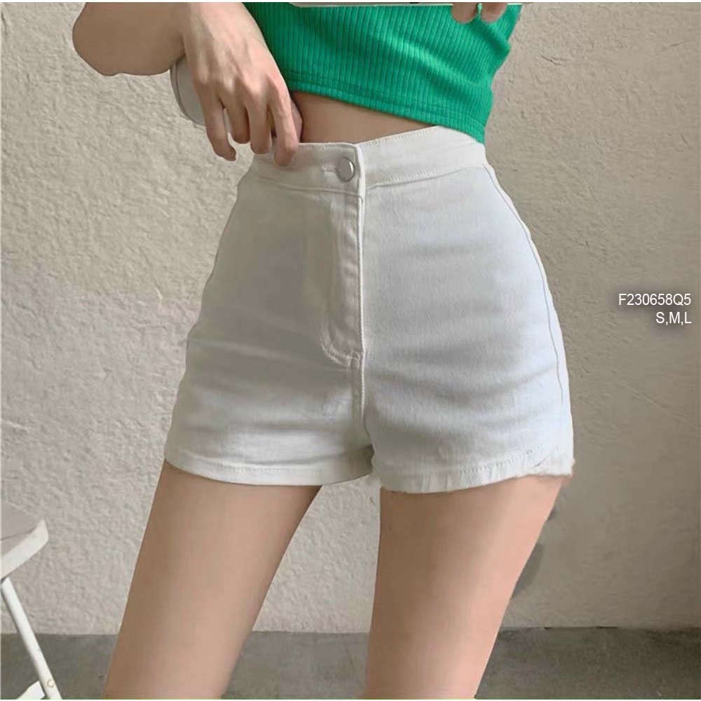 Quần short jean trắng lưng cao hàng đẹp!