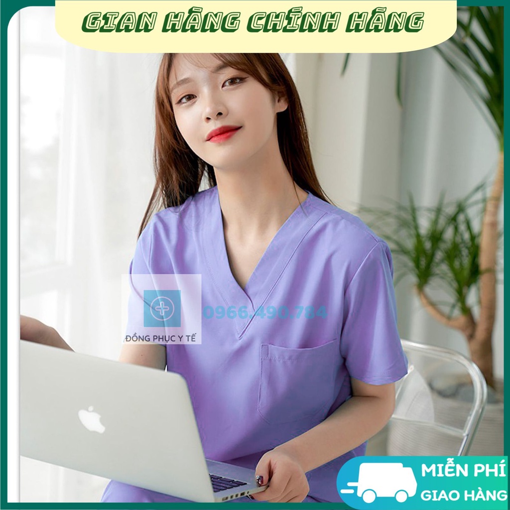 Bộ Scrubs Bác Sĩ Cổ Tim, Đồng Phục Y Tế Cao Cấp