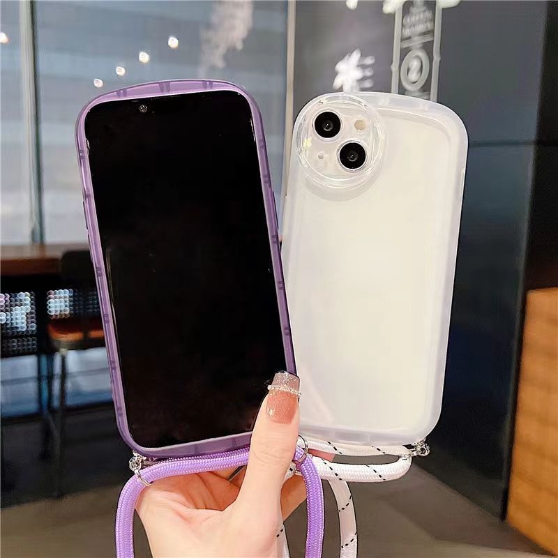 Ốp Điện Thoại TPU Silicon Mềm Hình Đôi Mắt To Có Dây Đeo Chéo Cho 7G 8G SE 2020 7P 8P 13 12 11 Pro Max XS Max XR X XS