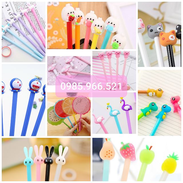 [Được chọn từng mẫu ] Giá Sỉ Combo 50 Bút Cute Đầu Thú mực mước Màu đen See you shop