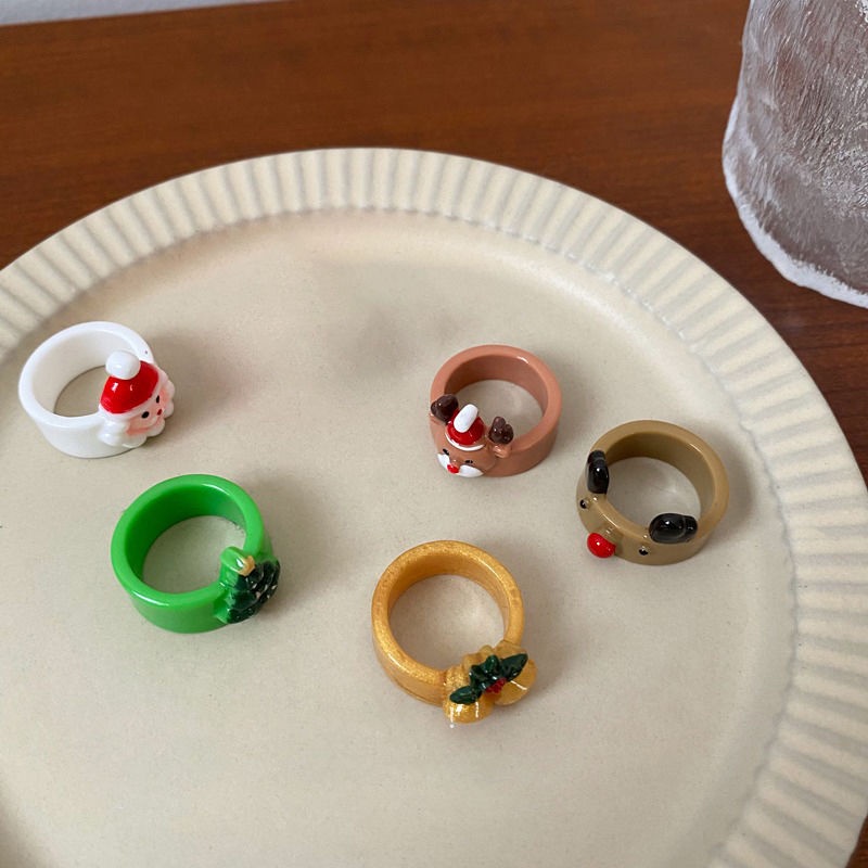Nhẫn Đeo Tay acrylic Họa Tiết Hoạt Hình Giáng Sinh Dễ Thương Cho Nữ