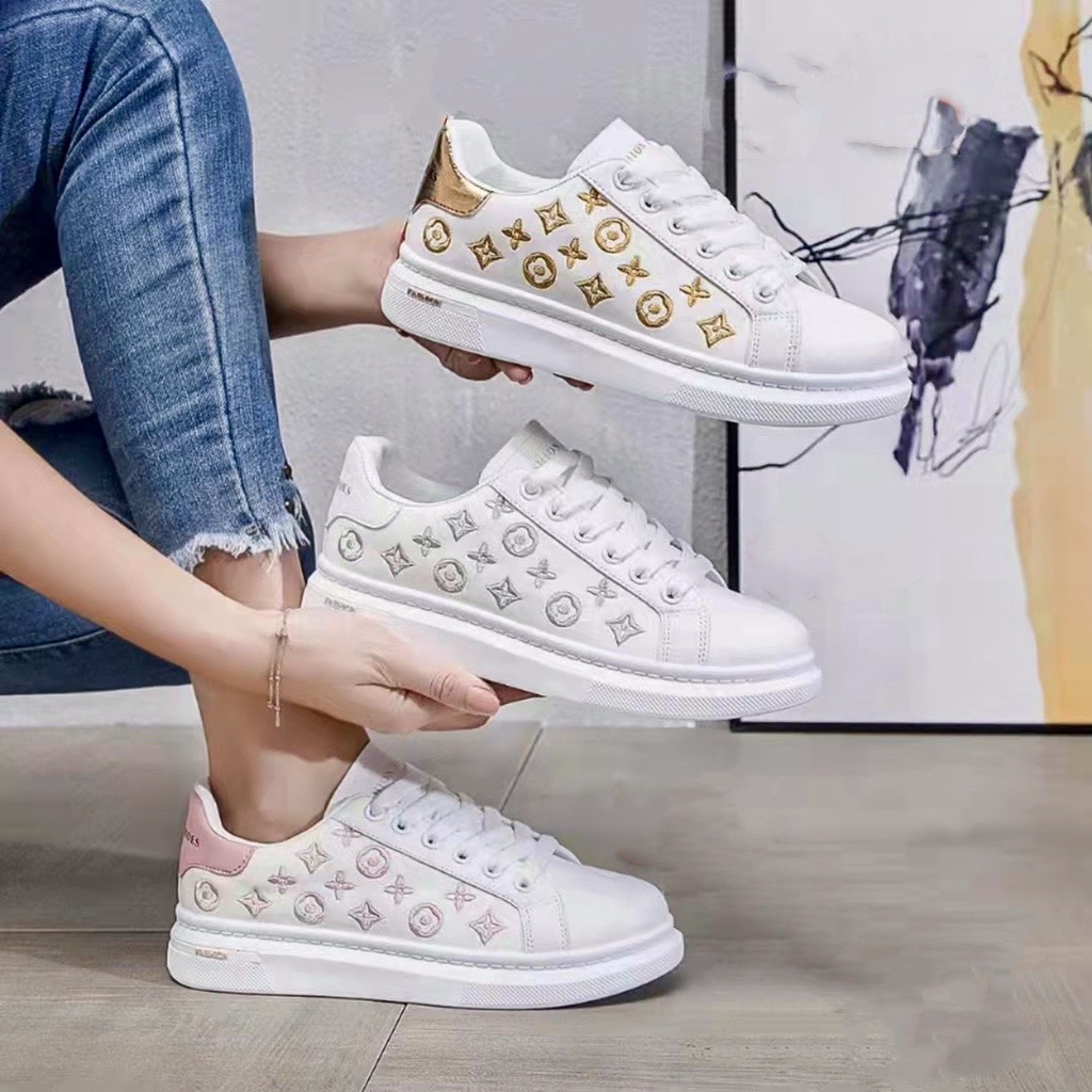 Giày Thể Thao Lv Nữ 🎀BIG Size 40🎀 Giày SNEAKER Cột Dây Logo Chìm B167 Shop Giày Xinh Đẹp
