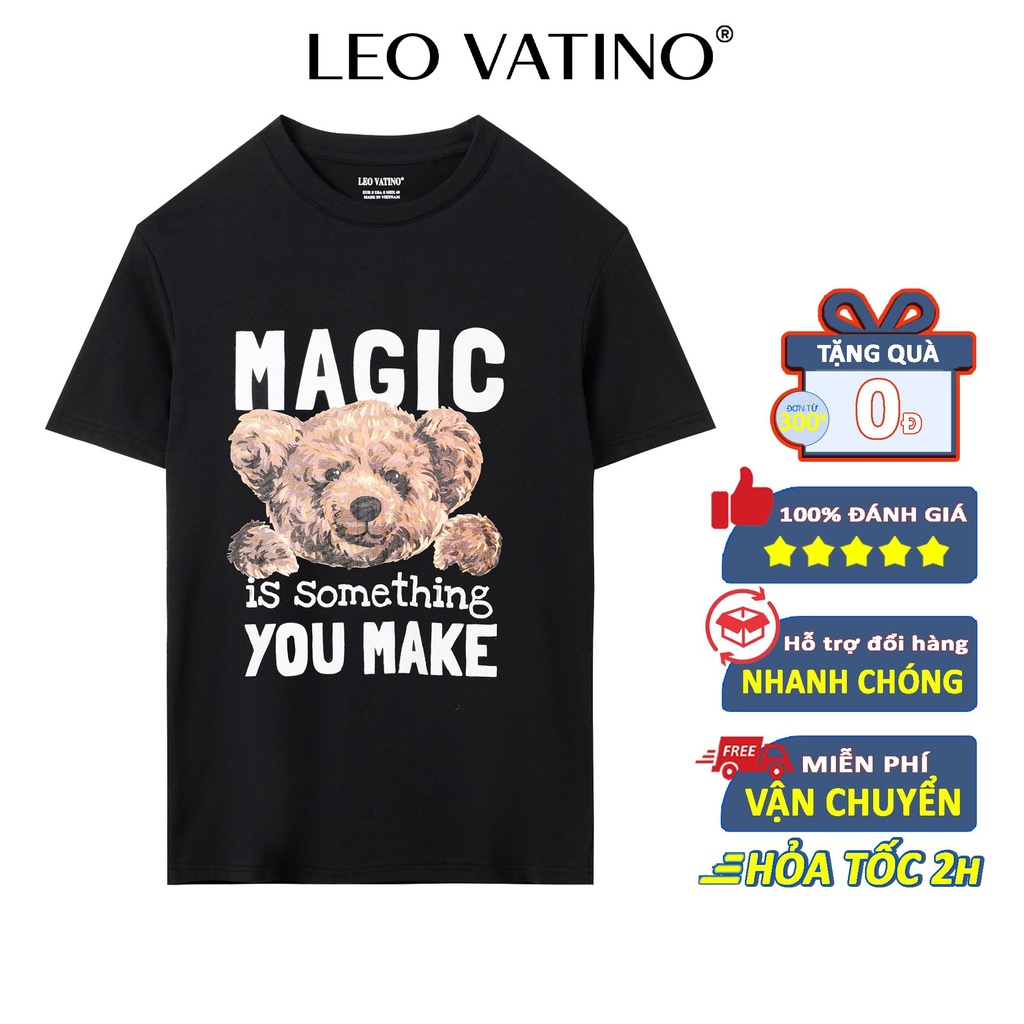 Leo Vatino - Áo thun nam tay ngắn in hình Teddy cổ tròn cotton co giãn form đẹp APLEO01 - M2