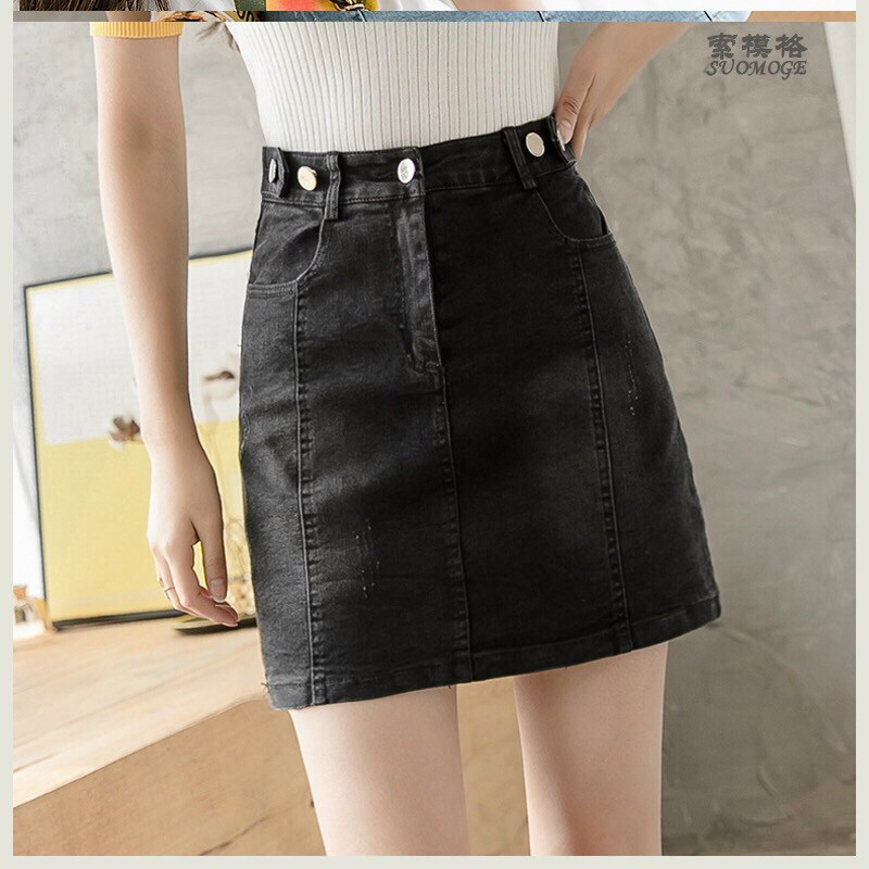 Váy quần jean xám đen giãn Bigsize | BigBuy360 - bigbuy360.vn