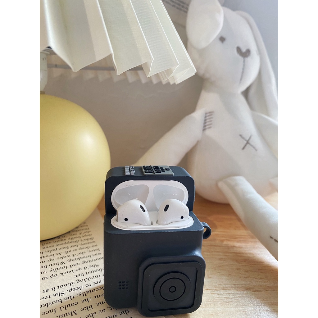 Vỏ Bảo Vệ Hộp Sạc Tai nghe không dây airpods 1/2 pro 1/2/3 pro Bằng Silicon Mềm Hình Máy Ảnh 3D GOPRO