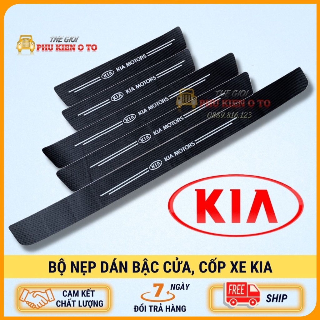 KIA - Bộ Miếng Dán Chống Trầy Xước Có Logo Hãng KIA Bảo Vệ Bậc Cửa Và Dán Cốp Xe Hơi, Xe Ô Tô