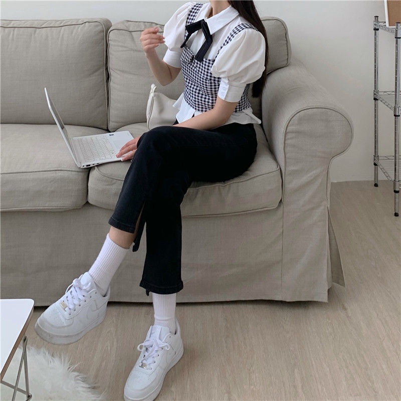  Xiaozhainv Quần Jean Nữ Dáng Dài Cạp Cao Ống Suông Xẻ Tà Cá Tính Phong Cách Hàn Quốc | BigBuy360 - bigbuy360.vn