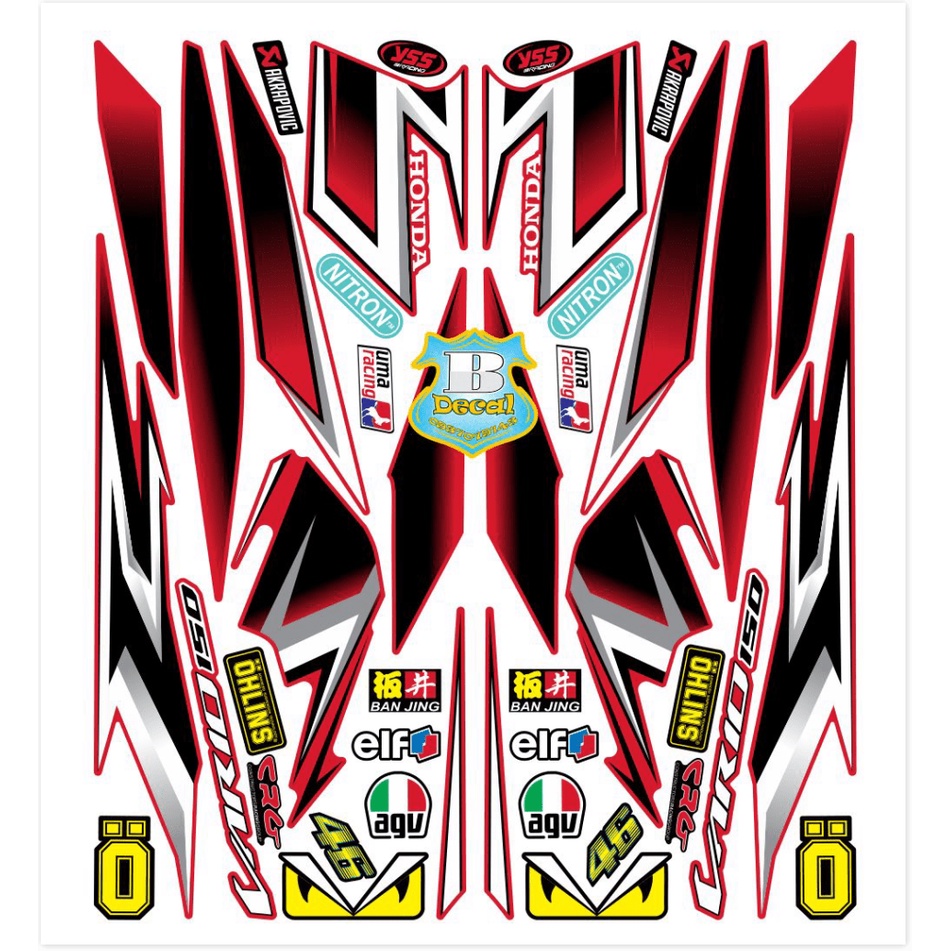 ( Quí khách vui lòng mang ra tiệm cho thợ dán ) Tem vario 150 đỏ