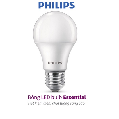 Bóng Đèn LED PHILIPS Essential Bulb E27 A60 Tiết kiệm Điện Ánh Sáng Vàng Trắng Hàng Chính Hãng BH 24 Tháng