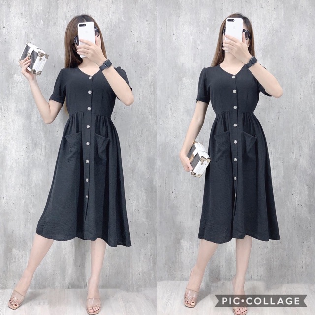 Đầm váy babydoll công sở chất đũi đẹp mát có thể mặc đi chơi đi dạo