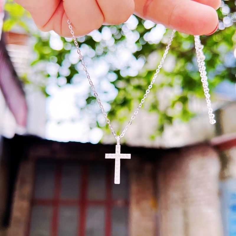 Dây chuyền thánh giá bạc nạm đá DaLiA Jewelry vòng cổ chữ thập đẹp basic bạc thật 925 không gỉ