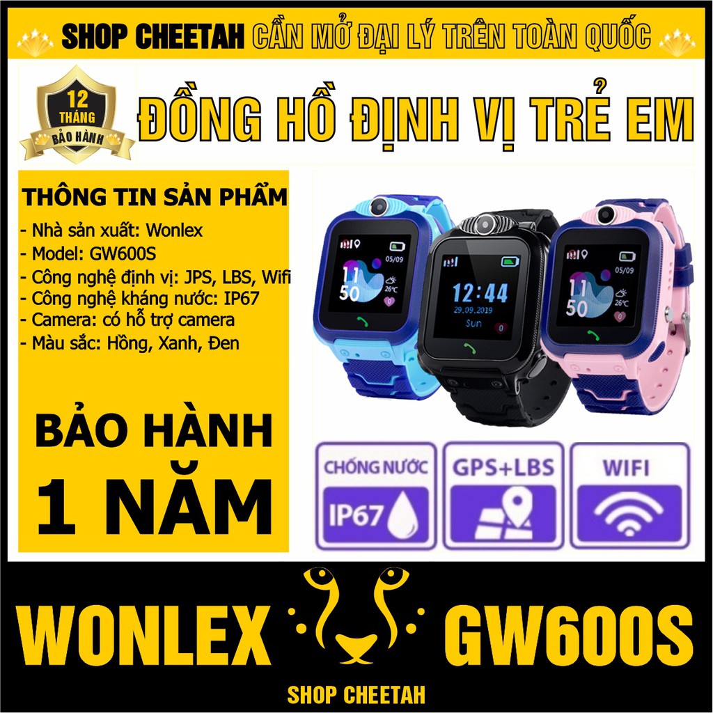 Đồng hồ định vị trẻ em Wonlex GW600S – CHÍNH HÃNG – Kháng nước IP67 – Camera – Wifi/Lbs/Gps – Tiếng Việt –Bảo hành 1 năm