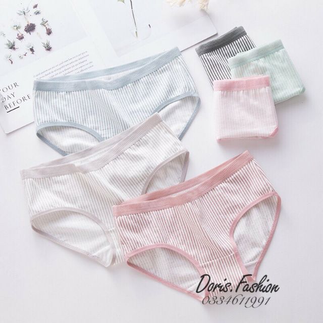 Quần lót nữ,quần cotton kẻ co giãn 4 chiều mát lạnh