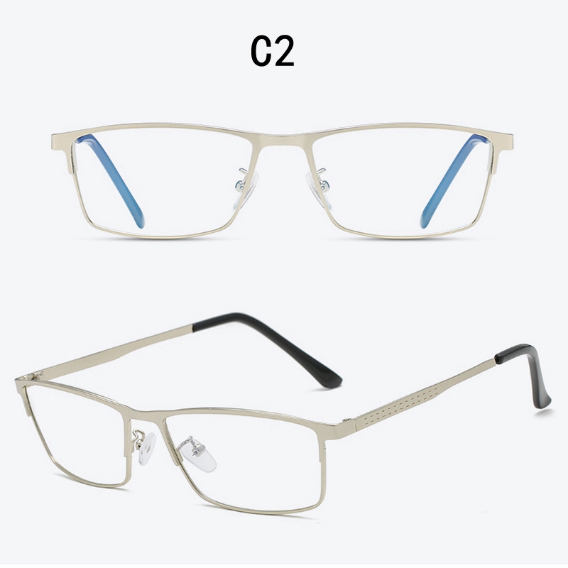 Square Business Men's Eyeglasses Frame Metal Frame Blue Film Flat Glasses Men