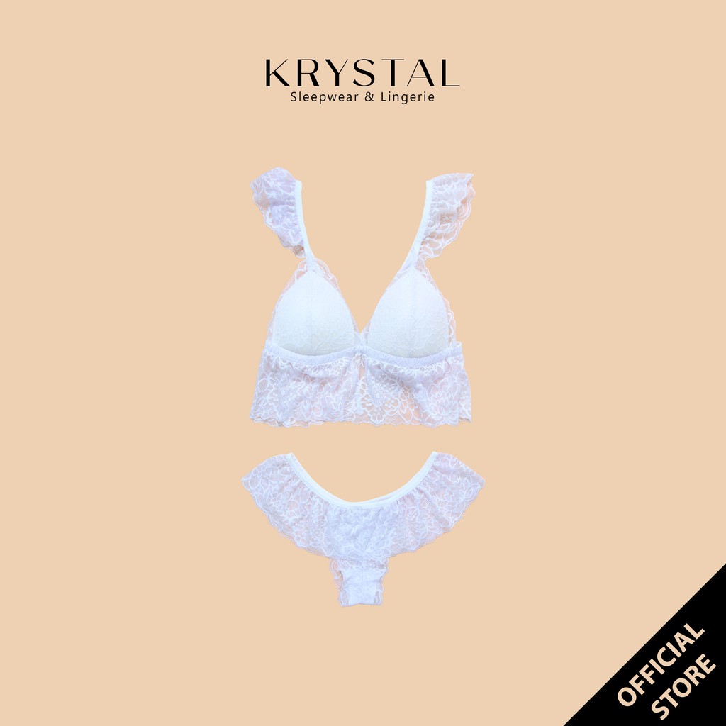 Bộ đồ lót ren không gọng mút vừa nâng ngực màu trắng tinh khôi sexy gợi cảm KRYSTAL Bralette Princess KB01