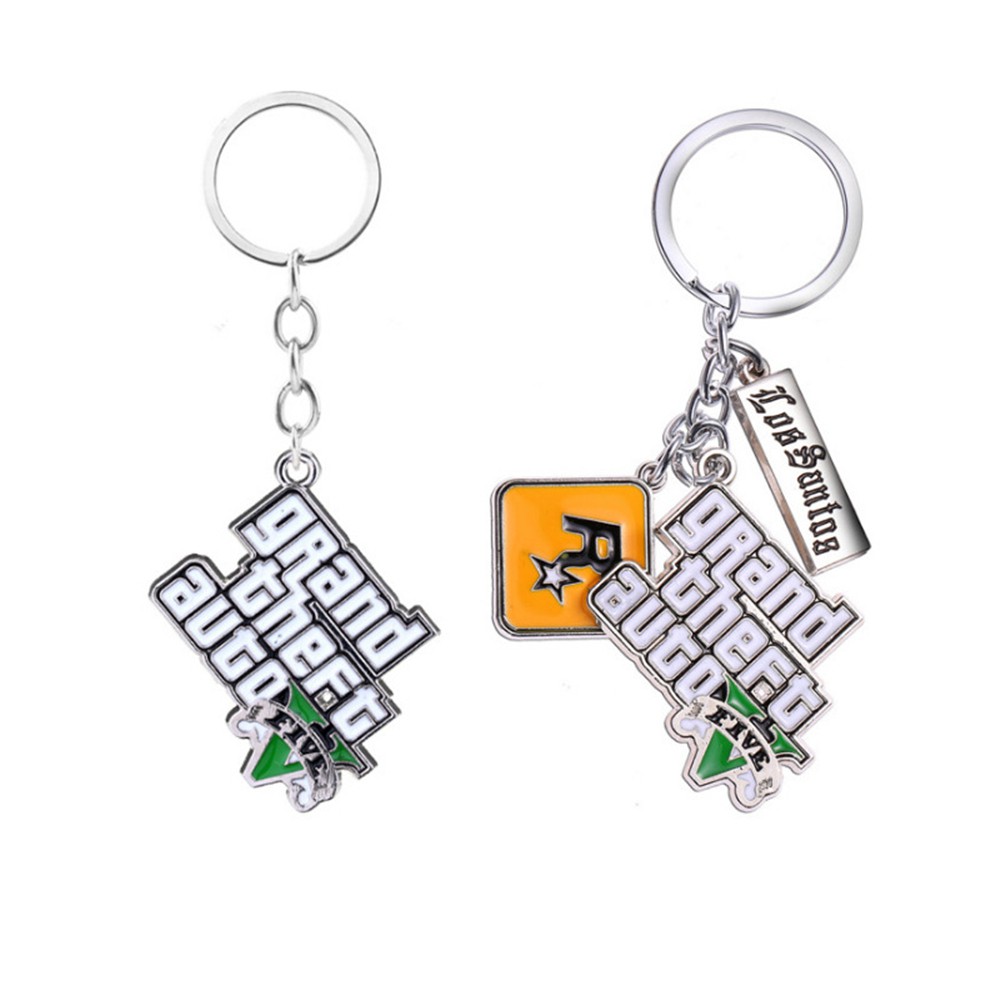 EPOCH Special Grand Theft Auto Keyring Muti-Pendant Keyrings Jewelry Game GTA V Keychains PS4 Xbox PC Game Birthday Gift For Fans Bag Pendant For Men Boys Game GTA Key Holder