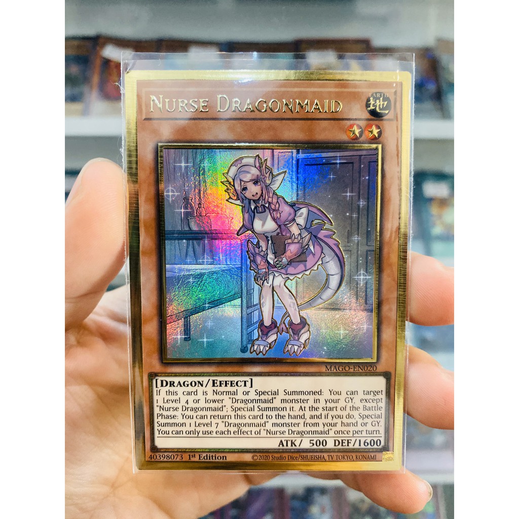 Thẻ Bài Lẻ YugiOh! Mã MAGO-EN020 - Nurse Dragonmaid - Premium Gold Rare - 1st Edition