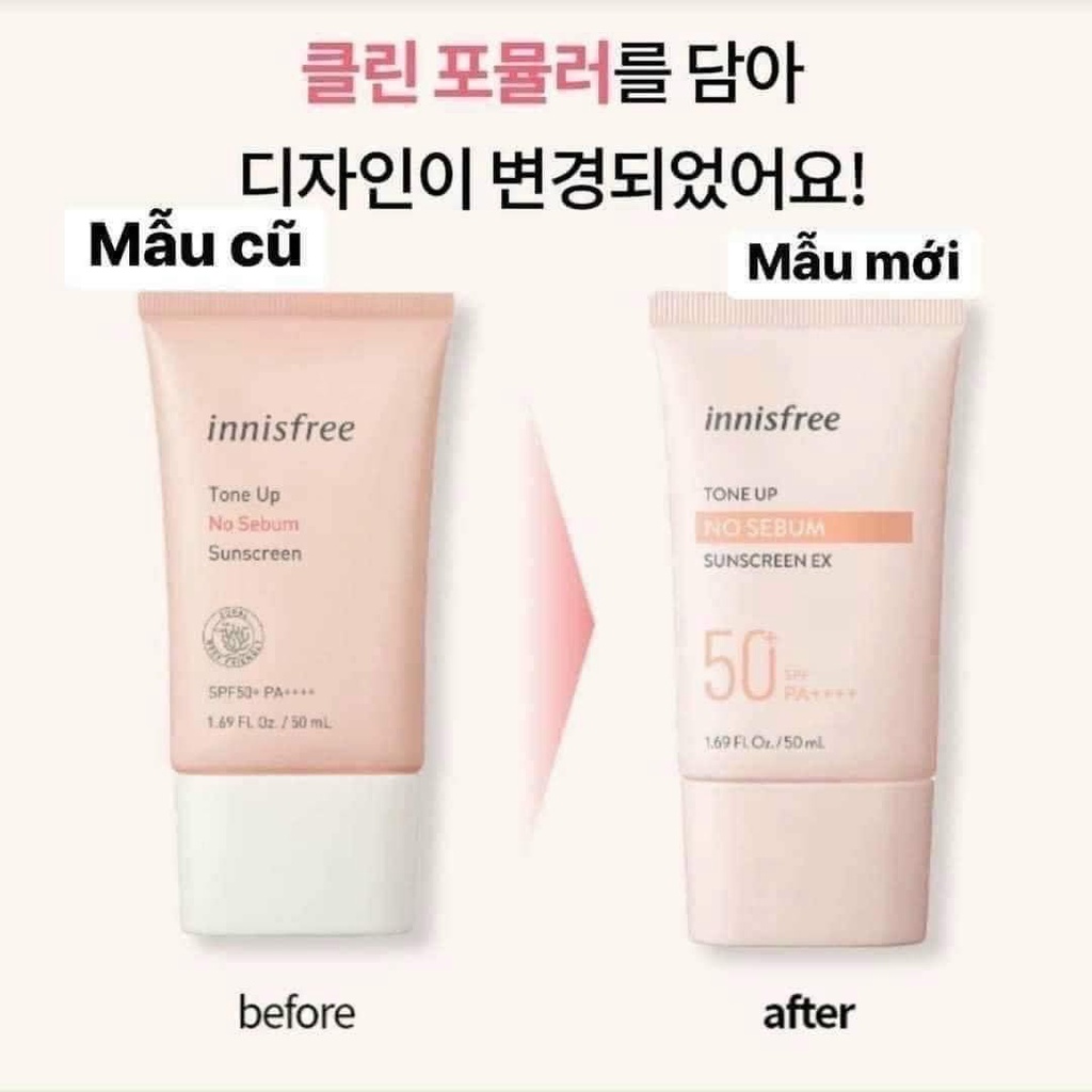 Kem chống nắng Innisfree Tone Up No Sebum Sunscreen SPF50 PA+++ bản mới 2022