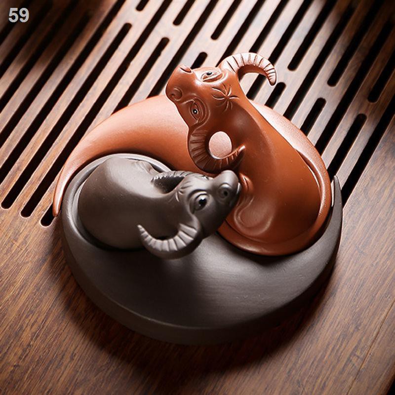 Đồ trang trí vật nuôi bằng trà Yuxuan, con trâu quay vật, có thể tách ra, nghệ thuật pha thủ công, khay cát tím,