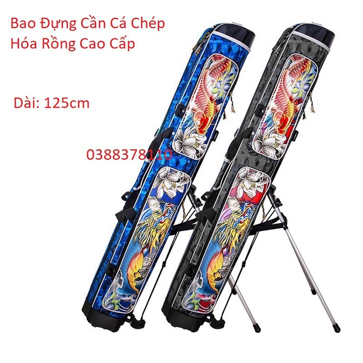 Bao Đựng Cần Câu Cá Chép Hóa Rồng 1m25 Nhiều Ngăn Dung Tích Lớn Có Giá Đỡ Cao Cấp