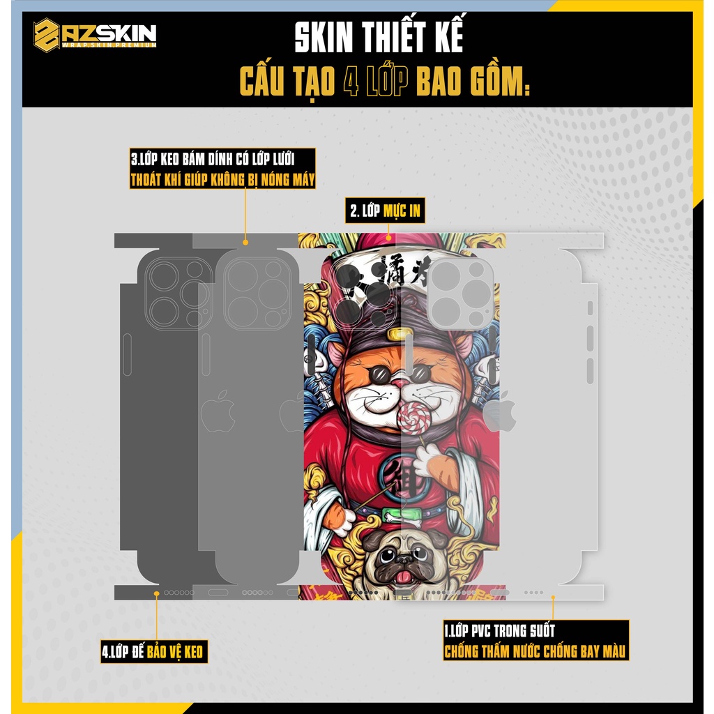 Miếng Dán Skin Mèo IPhone 13 Mini/13/13 Pro/13 Pro Max |SK_IPDL121| Film Oracal Cao Cấp, Cắt CNC, Full Lưng Viền Máy