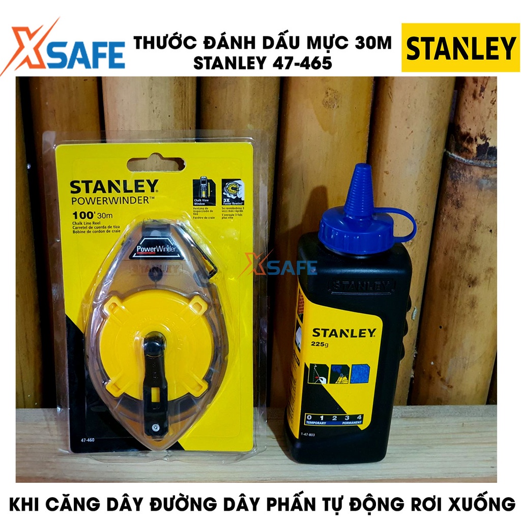 Thước đánh dấu mực STANLEY vỏ nhựa ABS Dụng cụ đánh dấu vạch mực Stanley đầu móc thép không gỉ, kiểu dáng nhỏ gọn