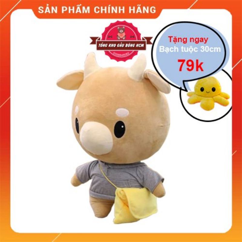 [TẶNG GẤU NHỎ]Bò chăm chỉ khổ 1m-Gấu bông bò chăm chỉ