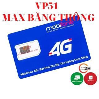 Sim 4G Mobifone VPB51 , Sim max băng thông tốc độ cao , 100k/tháng , Miễn Phí tháng đầu