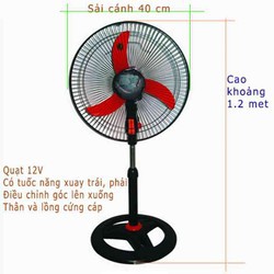 Quạt đứng sử dụng bình ắc quy 12V CÓ KẸP | BigBuy360 - bigbuy360.vn