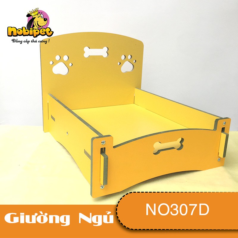 Giường Nằm Gỗ Lắp Ráp Queen Mini Màu Vàng Cho Dòng Chó Mèo Nhỏ