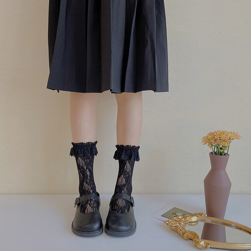 Tất Lưới Phối Ren Co Giãn Phong Cách Lolita Dễ Thương Cho Nữ