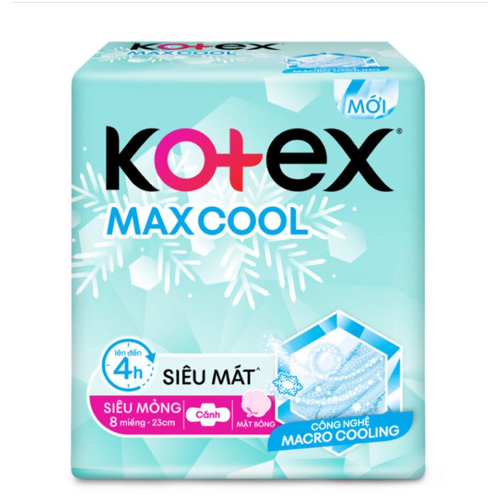 Băng vệ sinh siêu mỏng Kotex Max Cool siêu mát 8 miếng