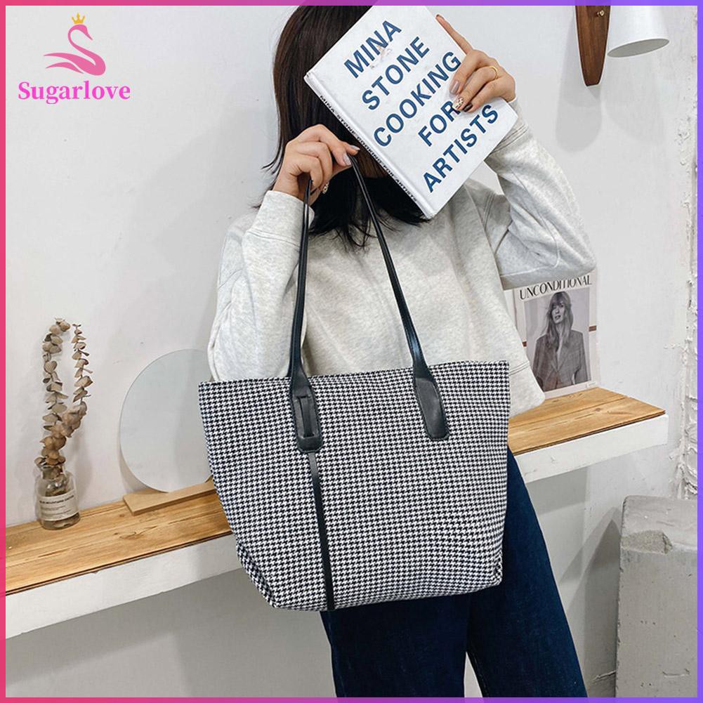 Beautiful ❤SG Retro Plaid Zebra Top-handle Bag Women Casual Canvas Shoulder Totes Clutch