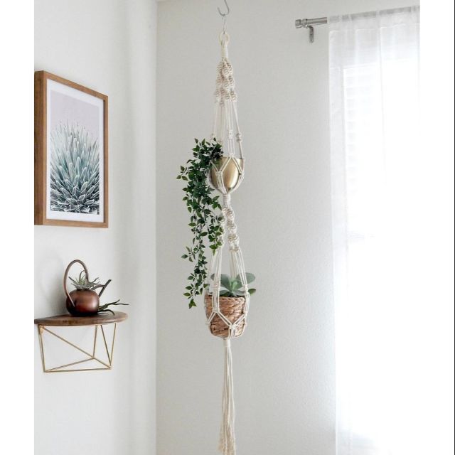 Dây treo chậu hoa ❤️FREESHIP❤️ chậu cây cảnh 2 tầng dây trang trí macramé