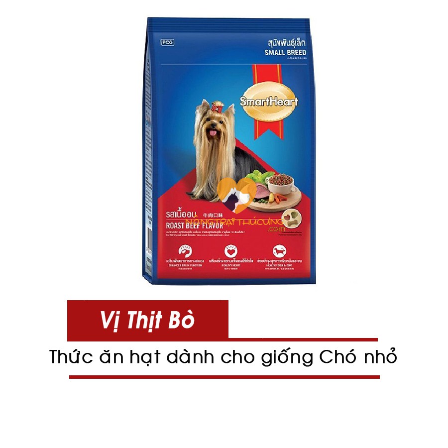 Thức Ăn Hạt Cho Chó Nhỏ SmartHeart Small Roast Beef Flavor (Gói 400g,1.5kg, 3kg)- Vị Bò