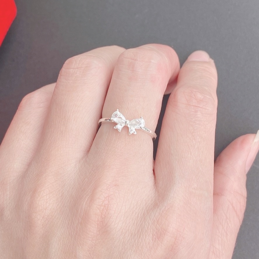 Nhẫn nữ bạc ta mặt hình nơ xinh xắn - Trang sức bạc Evasilver