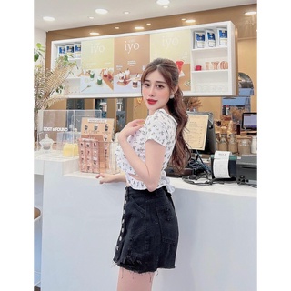 Áo Croptop Viền Bèo Cột Eo