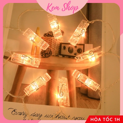 Dây đèn LED kẹp ảnh dùng pin trang trí sinh nhật, decor phòng góc học tập - Kem Shop K306