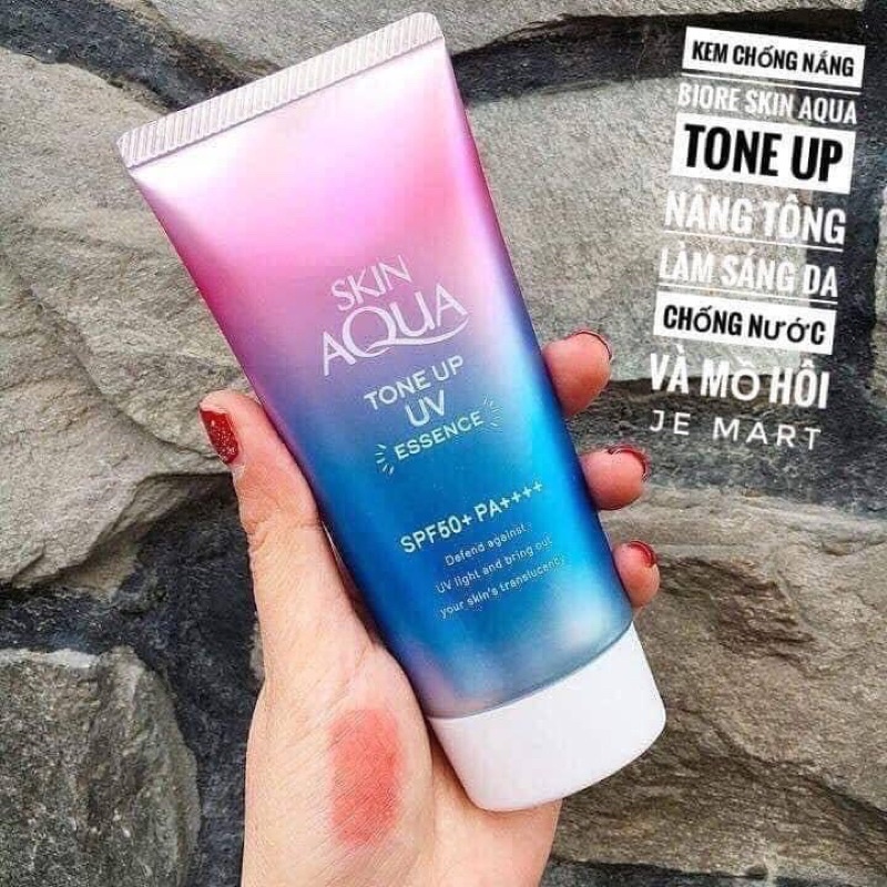 Kem chống nắng Skin Aqua Tone up UV Essence 80gr màu tím hồng [Chính Hãng]